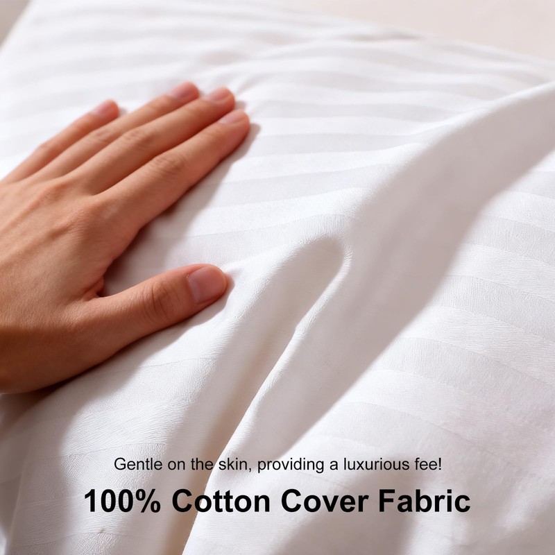 FISHDRU Goose Feathers and Down White Pillows with 100% Cotton