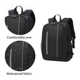 JINNUOLANG Camera Backpack for DSLR/SLR & Mirrorless Cameras - Waterproof Oxford Photography Bag with Anti-Theft Design & Laptop Compartment, Lightweight Travel Backpack (Black Gray)