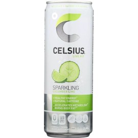 CELSIUS Sparkling Fitness Energy Drink, Zero Sugar - Cucumber Lime, (24) Cans