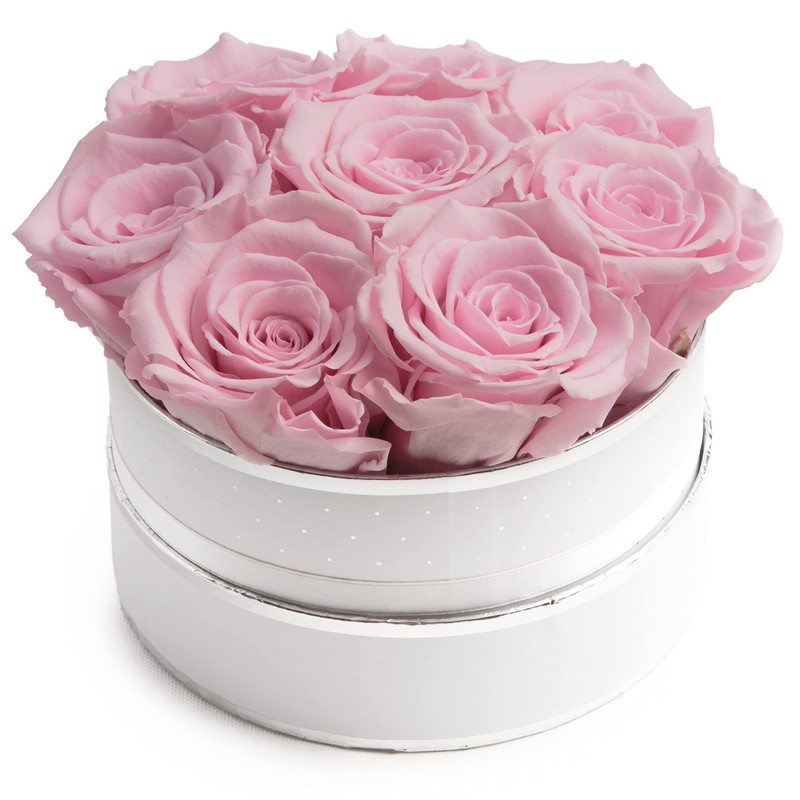 Rose Box Pink Round Infinity Roses - Flower Box 8