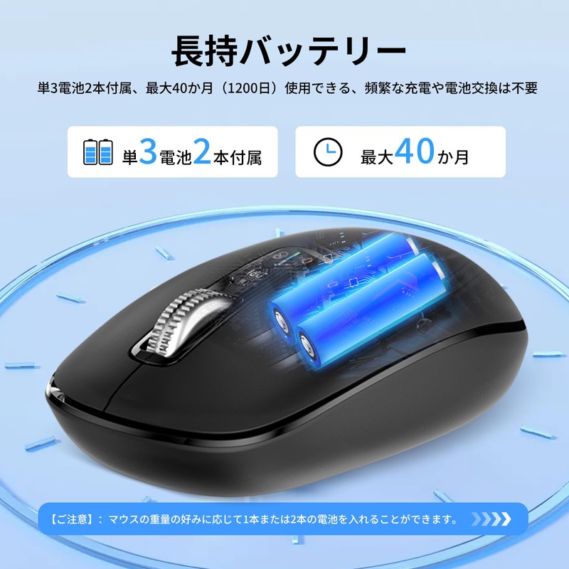 INFINMIND ワイヤレスBluetoothマウス 4方向スクロール 4段階DPI マルチデバイス クリック切替 マルチOS 静音 電池付き 両利き
