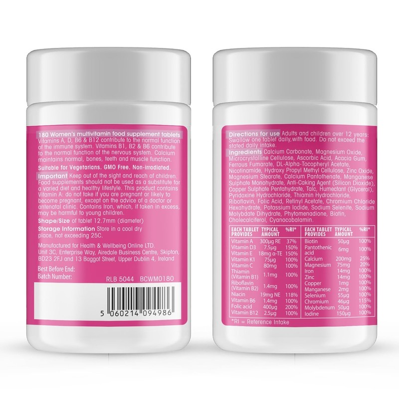 Women's Multivitamin Tablets, Beauty & Co. 180 Tub, Contains 23