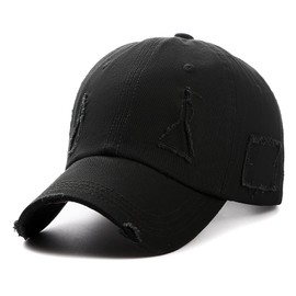 XYIYI Vintage Baseball Cap Adjustable Distressed Washed Baseball Cap for Men and Women, black