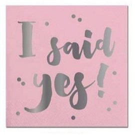 Slant 657284833130 10-04808-005 I Said Yes Foil Cocktail Beverage Napkins 20ct Collection F172496 Wedding-Bachelorette Party, Clear