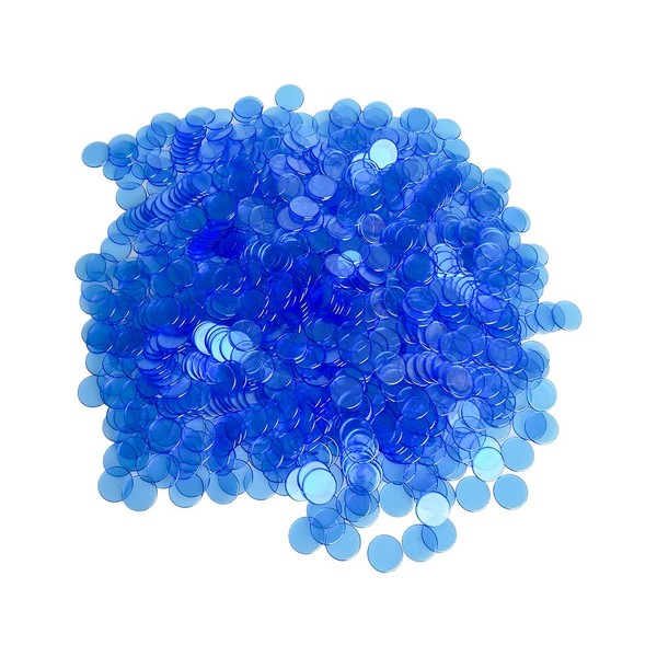 YH Poker Yuanhe 1000 Pieces 3/4 inch Transparent Bingo Chips-Blue