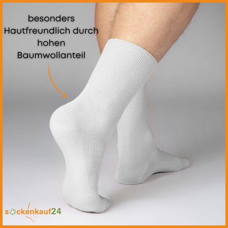 Sockenkauf24 12 Pairs Unisex Socks without Rubber Print 100% Cotton
