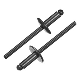 uxcell 50Pcs 1/4" x3/8" Aluminum Blind Rivets, Aluminum Grip and Steel Mandrel, Large Flange Fastener Rivets for Metal, Furniture, Automotive, Black