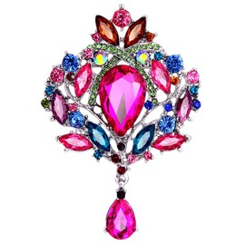 FAIRYGATE Crystal Brooch Pins for Women Crystal Glass Brooches Fashion Corsage Bouquet Rhinestone Decoration Elegant Cloth Lapel Pin for Wedding Party，B3514