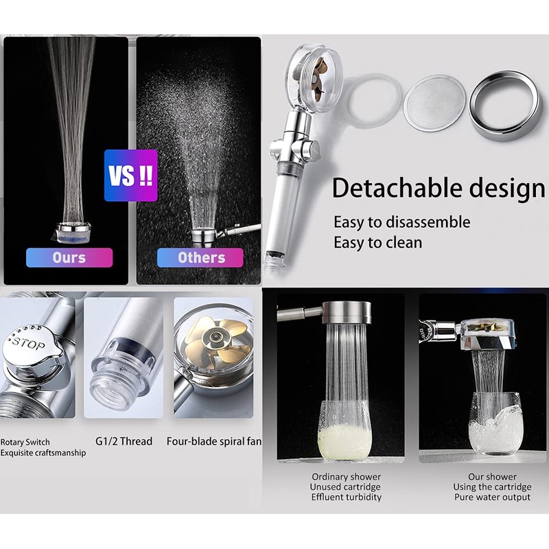 ANTOWER High Pressure Handheld Showerhead with filters Vortex hydro jet