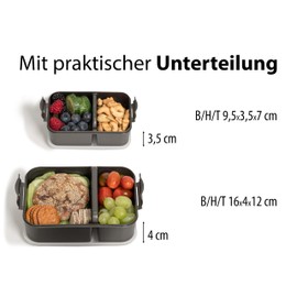 Hausfelder Lunch Boxes, Set of 4, Lunch Box with Compartments, Bento Box for Adults and Children (Space Black and Mint Green, 2 x Large, 2 x Small)