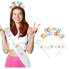 Birthday Girl, Diadema Happy Birthday Mujer, Corona De Cumpleaños Mujer, 2 Piezas Banda Y Tiara, Accesorios Para Fiestas De Cumpleaños,Muy adecuado para mujeres， Fotos, Eventos Temáticos