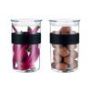 PRESSO Set of 2 Plastic Storage Jars, 1 Litre, Black