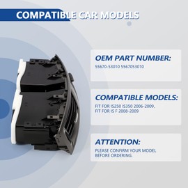 Center Dash Air Vent Panel Instrument AC Heater Fits IS250 IS350 IS F 2006 2007 2008 2009 Automotive Dashboard Air Conditioning Outlet With Hand Wheels Replace 55670-53010 5567053010