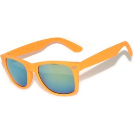 OWL Retro 80's Unisex Vintage Sunglasses Colorful Mirror Lens Matte Orange Frame