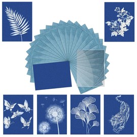 24 Sheets Sun Print Paper Kit Cyanotype Paper, A5 Solar Drawing Paper Sensitivity Nature Sun Printing Paper for Kids Adults Arts Crafts DIY Project (5.8 * 8.3 inch)