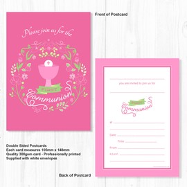 Olivia Samuel 20 x First Holy Communion Invitations - Girls Pink Design - Ready to Write with Envelopes