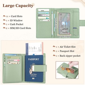 JUYANO Women's Wallets, RFID Blocking Small Purses for Women with Detachable Wristlets, Ladies Purse Passport Holder Travel Wallet with 11 Card Slots and Zipper Coin for Daily Use or Traveling