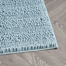 Laura Ashley – Astor Chenille Bath Mat | 100% Polyester | Premium Bathroom Décor | Machine Washable | TPR Backing | Measures 20” x 34” | Aqua