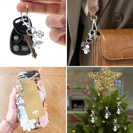 Doreenstar Guardian Angel Keyring with Blank Kraft Paper Pendant and Organza Bag, Guardian Angel Pendant Christening Lucky Charm Keyring Birthday Christmas Anniversary Gift, a