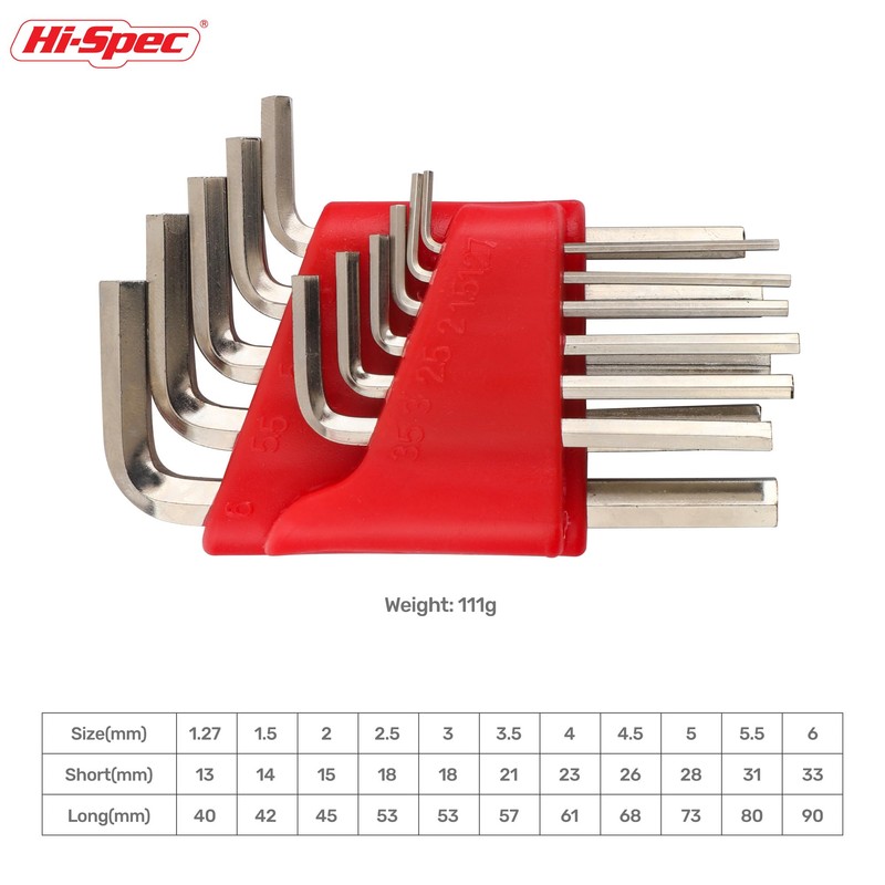 Hi-Spec 11pc Small Metric Hex Allen Key Wrench Tool Set.