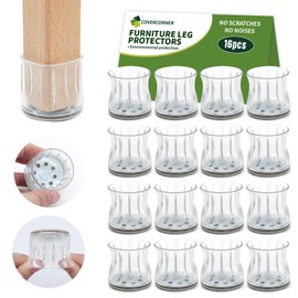 COVERCORNER 16PCS Chair Leg Floor Protectors, Chair Leg Protectors for Hardwood Floors, Furniture Pads for Hardwood Floors, Chair Socks Universal L Clear Fit 1.22"-1.46"