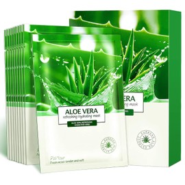 PalNour Aloe Facial Skincare Sheet for Dry, Oily, Sensitive and Tired Skin Hydrating Moisturizing Activation 25ml0.8oz 10 Packs / 건조하고 지성이며 민감하고 지친 피부를 위한 PalNour 알로에 페이셜 스킨케어 시트 수분 공급 보습 활성화 25ml0.8온스 10팩