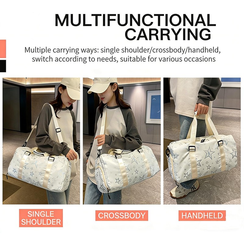 Jupkem Star Pattern Sports Duffle Bag for Women Travel Gym