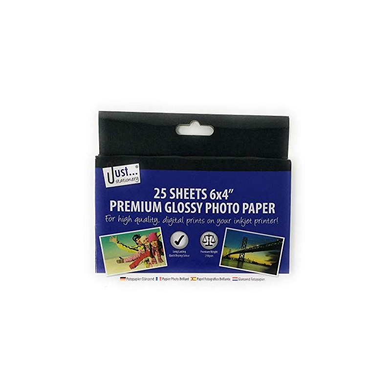 Just stationery A6 Photo Paper (Pack of 25), White, 6x4
