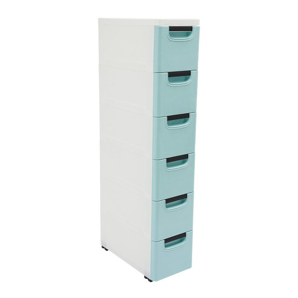 6 Drawers Storage Cabinet, Narrow Plastic Dresser, Rolling Organizer Cart,