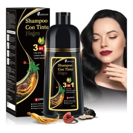 KAISASA Shampoo Tonalizante Para Cubrir Cabello Canoso，Shampoo Tinte Instantáneo Cubre Canas Natural Jengibre，shampoo tinte cubre canas，champu tinte，Negro