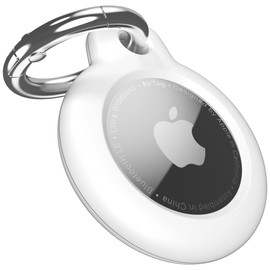 Airtag Keychain Holder, Hard Frame Cover with Shock Resistance, Easy Installation, Airtag Case for Pet Collar, Kids, Luggage, Keys Weiss