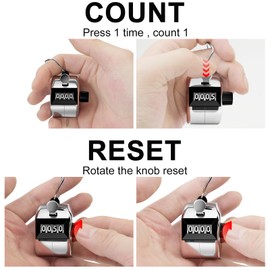 Decymis 2 Pack Clicker Counter, Metal Hand Tally Counter Clicker, 4 Digit Mechanical Palm Click Counter for Counting Numbers, Coaching, Sports Events Count