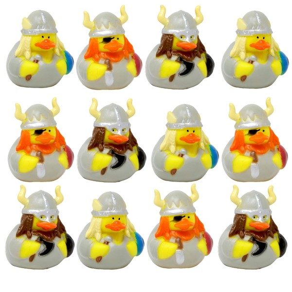 Viking Rubber Ducks - 12 Unique Rubber Duckies for Medieval Themed Party Supplies, Viking Decorations Party, Knight Party Theme, Funny Rubber Ducks for Jeep Ducking, Novelty Character Rubber Ducks