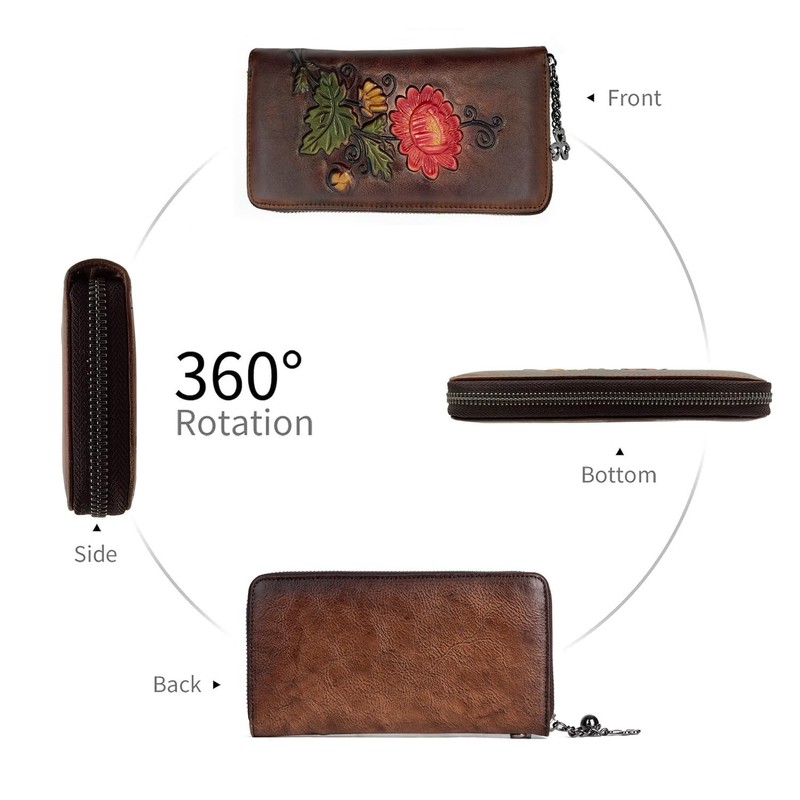 SHARPAD Wallet Genuine Leather for Women - with RFID Blocking