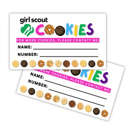 Scout Cookie Reorder Business Card 50 pk 2 x 3.5” for Cookie Selling Season Girl Troop Leaders Hang on Neighbors Door to Door Girl Sales