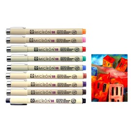 PIGMA MICRON Sakura 08 - Set of 9 Colours, Set of 9 Fineliners and 1 Card