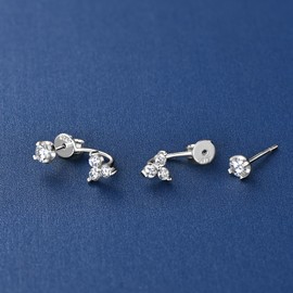 Moissanite Earrings for Women 925 Sterling Silver 0.96CT-2CT Moissanite Detachable Ear Jackets Two Wearable Stud Earrings Hypoallergenic Jewelry Gifts, Sterling Silver, Moissanite