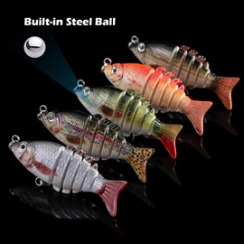 Goture 5Pcs Northern Pike Fishing Lure Multi Jointed Swimbait, 6 Segmented Bass Fishing Lure for Saltwater & Freshwater, Slow Sinking Hard Lures for Walleye Pike Largemouth, 2", 0.09oz