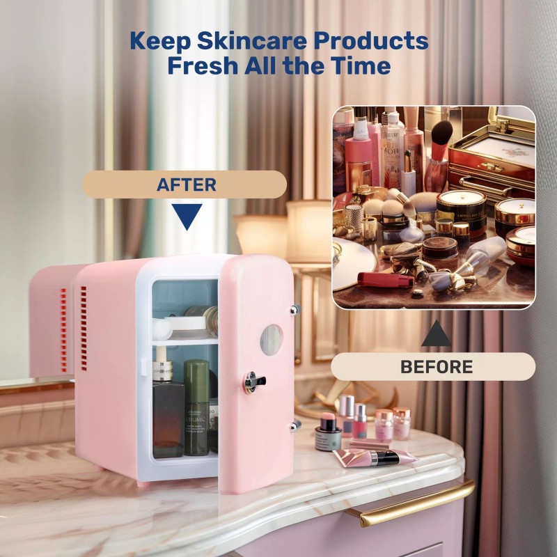 YSSOA 4L 6 Can Portable Mini Fridge Compact Cooler &