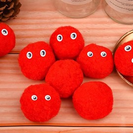 10 Pack 4cm Red Pom Poms Craft Fluffy Fuzzy Pom Pom Balls,pom pom red,fluffy balls, (Red)