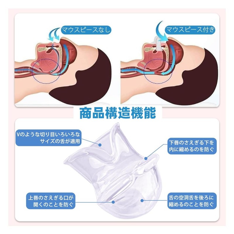 いびき防止グッズ 2個入り 舌用マウスピース 睡眠の質改 騒音対策 無呼吸症候群 口呼吸 舌ピタ 自宅 出張