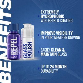 Gyeon View EVO Windshield Ceramic Glass Coating Hydrophobic Rain Repellent Auto Screen Sealant Improves Visibility Safety Self Cleaning Glass Protection with Long Lasting Durability