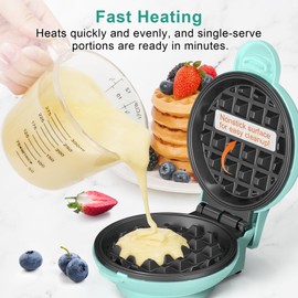 CROWNFUL Mini Waffle Maker Machine, 4 Inch Chaffle Maker with Compact Design, Easy to Clean, Non-Stick Surface, Recipe Guide Included, Perfect for Breakfast, Dessert, Sandwich, or Other Snacks