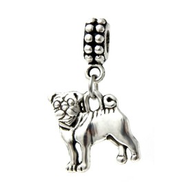 J&M Dangle Pug Dog Charm Bead for Charms Bracelets