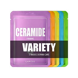 Lapcos Set de 5 Mascarillas Faciales que incluye una Variedad de Ceramida - Hidrata y Fortalece la Piel, Multi Vita - Ilumina y Revitaliza, Té de Arbol - Alivia, Limpia y Calma. Propóleo - Calma y da Elasticidad, Ácido Hialuronico - Hidrata y Suaviza.