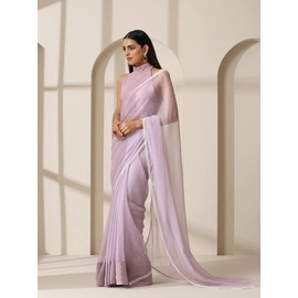 BE4ME.COM Alia Bhatt Celebrity Inspired Soft Satin Silk Saree, Floral Printed Partywear Bollywood Sari (Chiffon Lavender)
