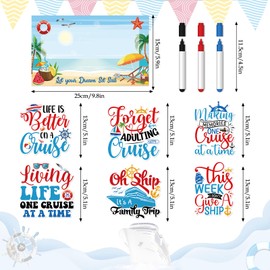 Dazoratix Funny Cruise Door Magnet - 7 Pcs Large Ship Cabin Decorations Magnetic Cute Sign Sea Navigation Anchor Stateroom Stickers Decals with Pens for Whiteboard Carnival Party Decor Car Accessories