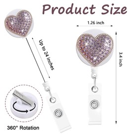 Retractable Badge Holders with Fun Designs - Adjustable ID Card Reel with ID Clip for Nurses, Doctors, Hotel Staff, Teacher, Security, Gifts (Love, Purple)