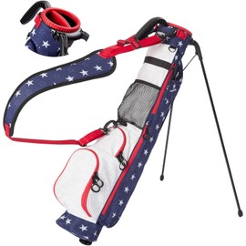Lightweight Golf Stand Bag Small Golf Clubs Bag with Strap & Stand Two-Way Divider Pitch and Putt Golf Club Bags Holds 5-6 Clubs Easy to Carry for Driving Range, Par 3, Standard Courses