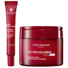 Yves Rocher Tratamiento Facial con BAKUCHIOL efecto PIEL NUEVA LIFT PRO COLLAGENE: Crema intensiva día y noche rellenadora de arrugas (75 ml) + Contorno de ojos alisante anti bolsas (14 ml)